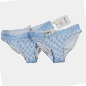 Lemlem Semira Sky Girls Bikini Bottoms XS S Light Sky Blue Jacquard Swim Lot 2pc